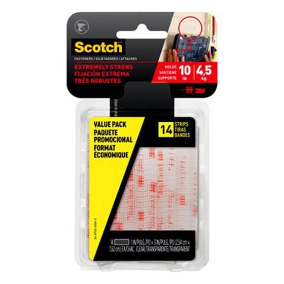 Scotch Extreme Fastener Mounting Strips, Value Pack, Clear, 1" x 3" image number 0