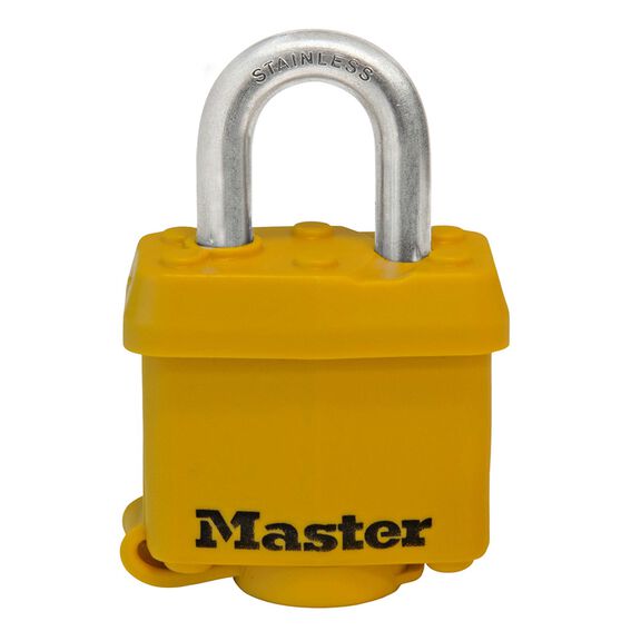 1 9/16 Inch (40mm) Wide Covered Stainless Steel Pin Tumbler Padlock, Yellow image number 0
