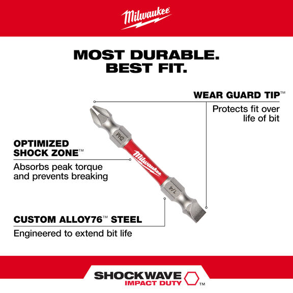 SHOCKWAVE PH2/SQ2 Impact Duty Double Ended Bit image number 1