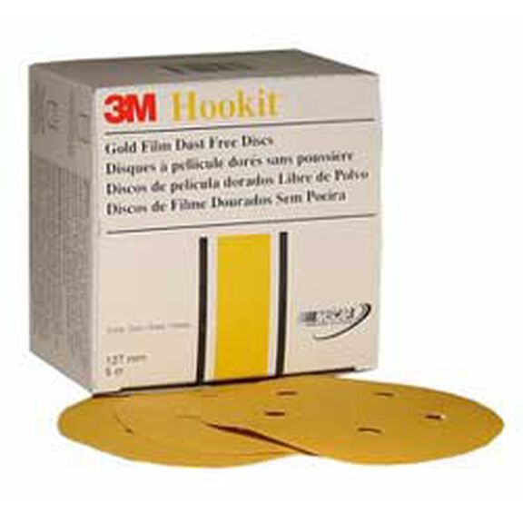 Hookit Gold Film Dust Free Disc 255L, 5 inch, 220 grit, 01062 image number 0