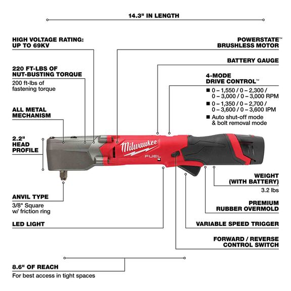 M12 FUEL&trade; 3/8" Right Angle Impact Wrench Kit image number 1