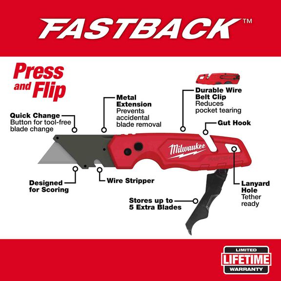 FASTBACK&trade; Folding Utility Knife with Blade Storage image number 1