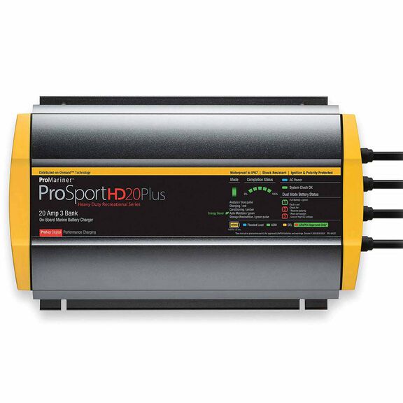 ProSportHD20 Onboard Waterproof Smart Marine Battery Charger with Selectable Charging Profiles and Ignition and Reverse Polarity Protection, 20 Amp, 3-Bank image number 0
