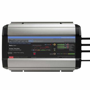 ProTournament360 Elite Series Onboard Waterproof Smart Marine Battery Charger with Turbo Charge Mode and Power Flow Cooling, 36 Amp, 3-Bank