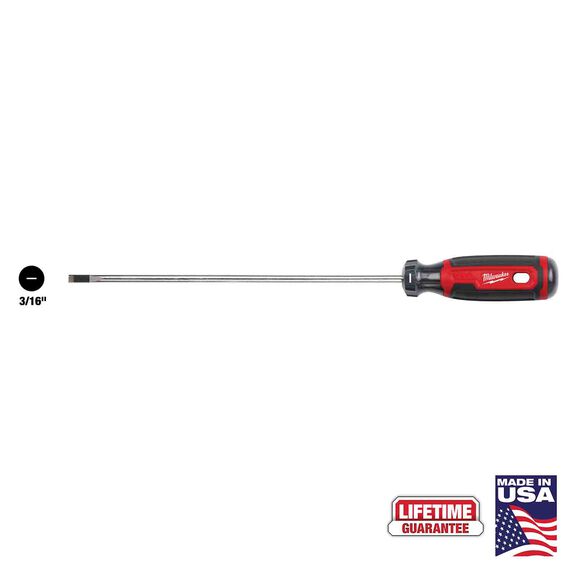 3/16" Cabinet 8" Cushion Grip Screwdriver (USA) image number 0