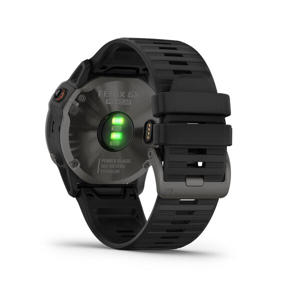 fēnix&reg; 6X PRO Solar GPS Smartwatch Titanium Carbon Gray DLC with Black Band image number 2