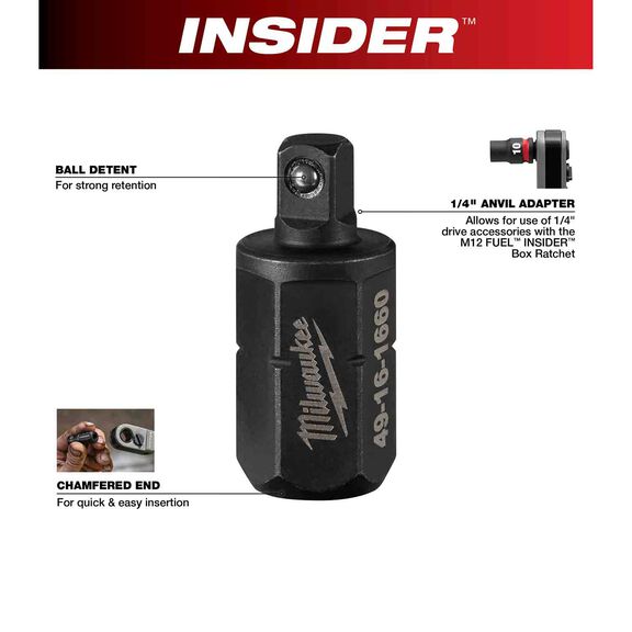 INSIDER&trade; Box Ratchet 1/4" Anvil Adapter image number 1