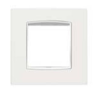 Vimar Eikon 2-Module Classic Cover Plate, Bright Varnished Metal with White Frame, Arctic White