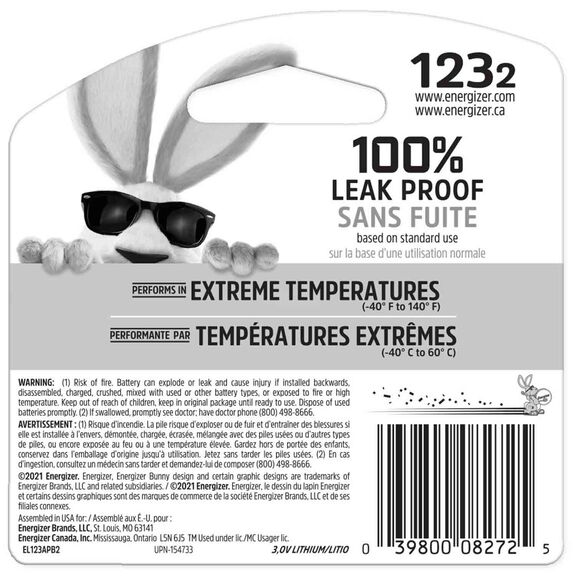 Energizer CR123 Batteries, 2 Pack image number 1