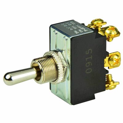 Chrome Plated Toggle Switch, (On)/Off/(On), DPDT