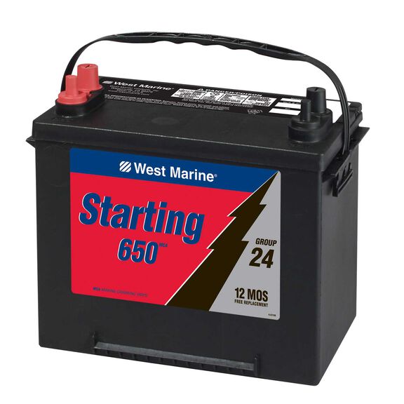 Group 24 Starting Marine Battery, 550 Cold Cranking Amps, 650 Marine Cranking Amps, 90 Reserve Minutes image number 0