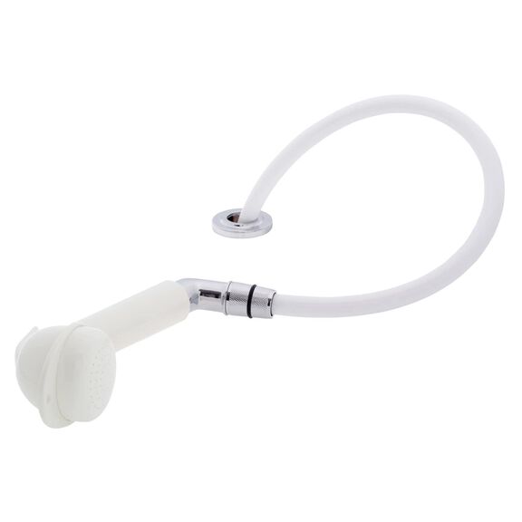 Deck-Mount Sprayer Large Warm White Sprayer w/Elbow, 10' White Rubber Hose, Low Profile Holder image number 1