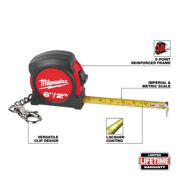 6'/2m Keychain Tape Measure image number 1