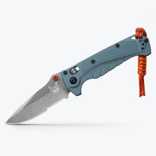 Mini Adira Drop Point Serrated Folding Knife, Depth Blue