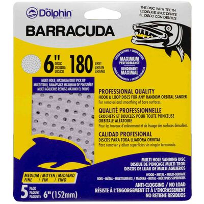 Barracuda 6" Pro Quality Sanding Discs, 180 Grit, 5-Pack