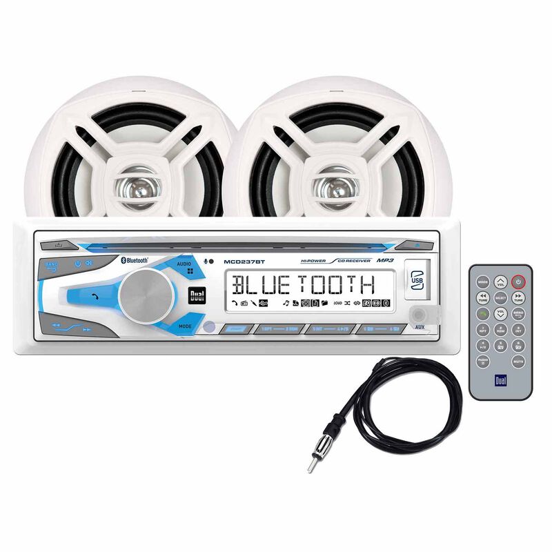 DUAL MCP1237BT Marine AM/FM/CD Receiver and Speaker Package West Marine