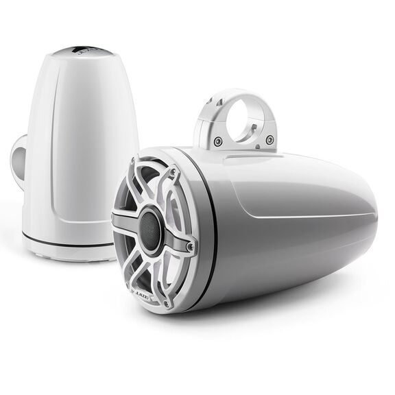 M6-880ETXv3-Gw-S-GwGw-i 8.8" Enclosed Marine Coaxial Speaker System, Gloss White, White Sport Grille with RGB LED Lighting image number 4