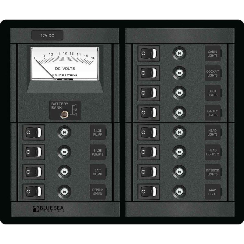 12-Position 12V DC CLB Panel with Voltmeter image number 0