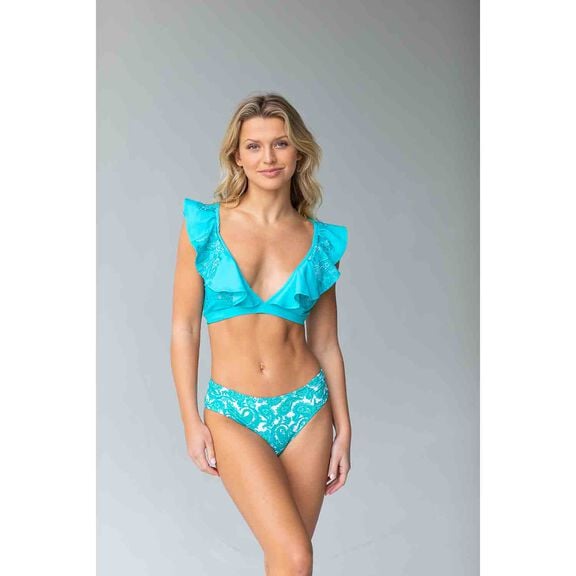 CABANA LIFE Women's Ruffle Crop Bikini Top