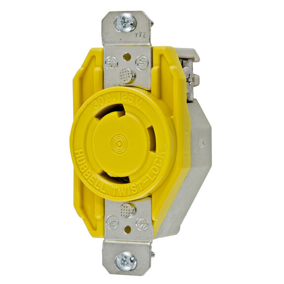Hubbell Marine Twist-Lock Receptacle, 30A 125V, L5-30R, Yellow image number 0