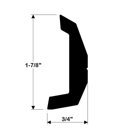 Rigid Black Rub Rail Kit, 1 7/8" x 3/4", 3 Pieces 7.5', 7.5' & 5' Lengths image number 1