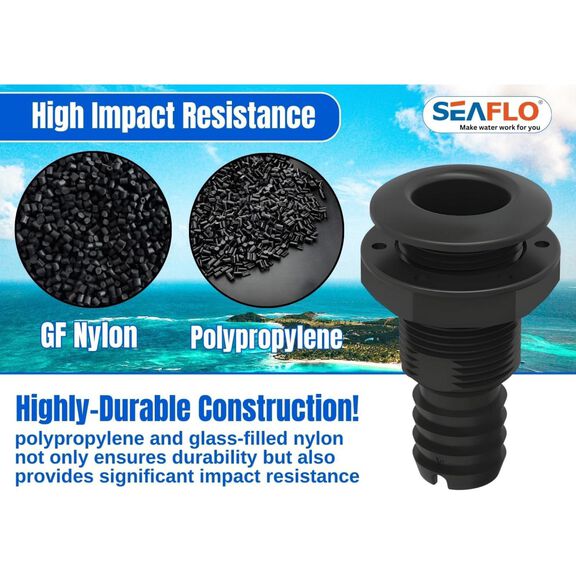SEAFLO 1-1/4 in Thru Hull Fitting with Check Valve White image number 4