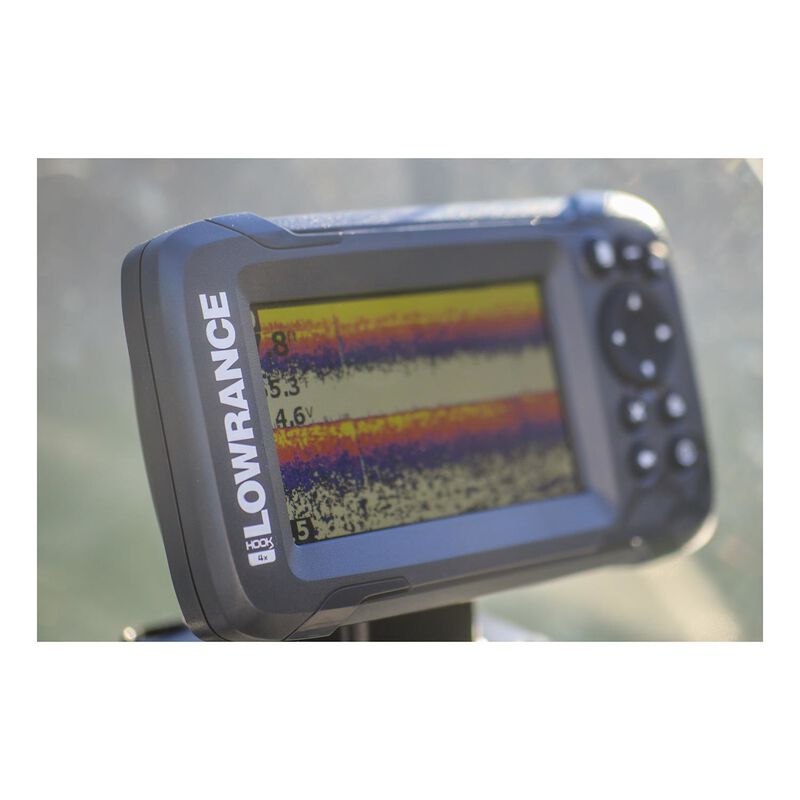 Lowrance HOOK²-4x 4 GPS Bullet Fishfinder w/Track Plotter Transom Mount Bullet Skimmer Transducer