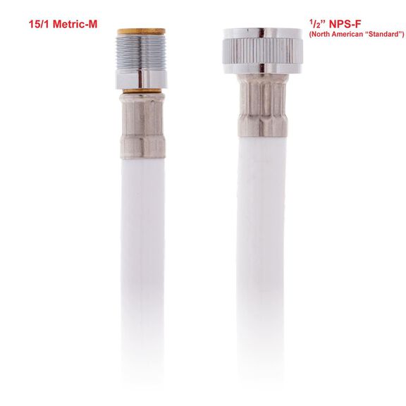 Hose 10' Rubber PVC 15/1 Metric-M + 1/2" NPS-F White image number 1