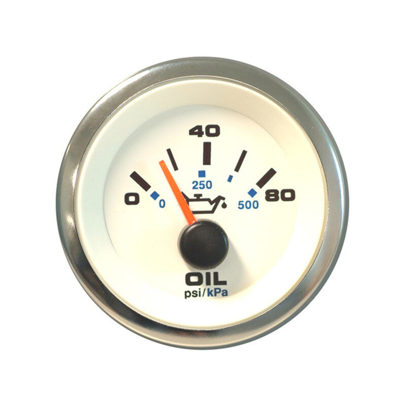 White Premier Pro Oil Pressure Gauge, 80 psi image number null