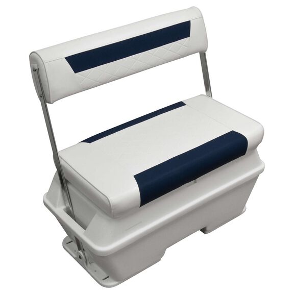 Wise DLX156-1904 DLX Pontoon Series 70 Quart Swingback Cooler Seat - White / Mariner Blue image number 0