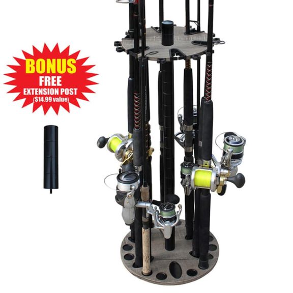 Barn Wood 24 Round Rod Rack w/Extension Post image number 0