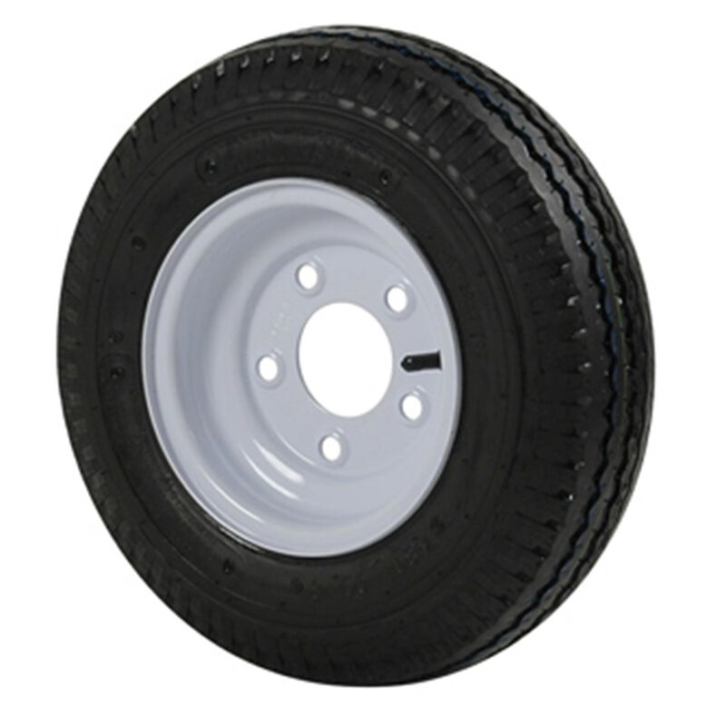480 X 8B Bias Trailer Tire and 8 X 3 3/4 White Solid Rim, 5 X 4 1/2 Bolt Pattern image number 0