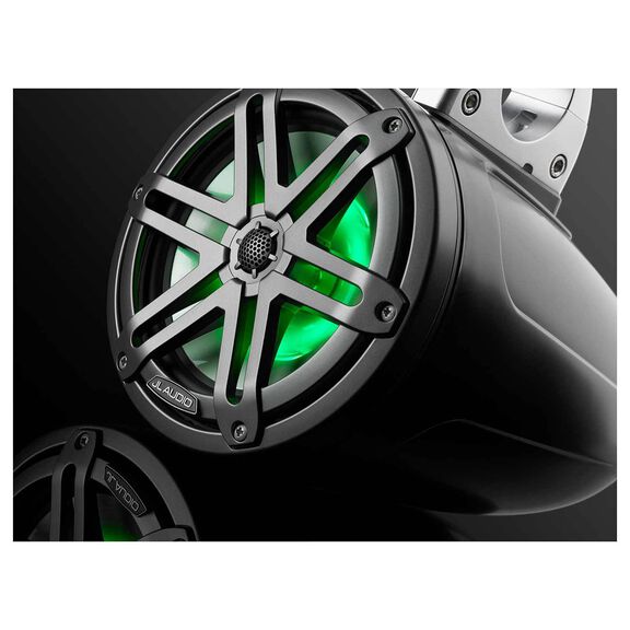 M3-770ETXv3-Sb-S-Gm-i 7.7" Enclosed Marine Coaxial Speaker System, Satin Black, Gunmetal Sport Grilles with RGB LED Lighting image number 3