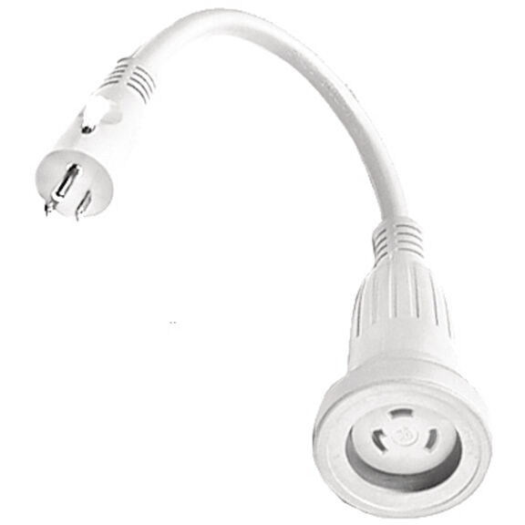 Hubbell Marine Adapter, 30A 125V L5-30R Connector to 15A 125V 5-15P Plug, White image number 1