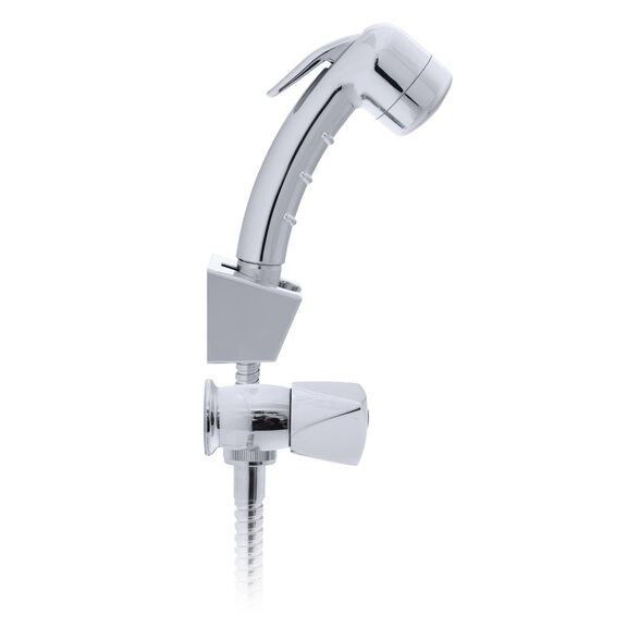 Trinidad 2H External Shower Mixer Small Chrome Sprayer, 6' Stainless Steel Hose Chrome image number 1
