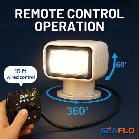 SEAFLO 02 Series 50W Remote Control Halogen Boat Searchlight, White image number 5