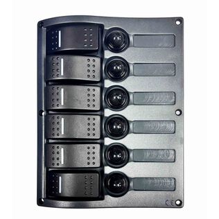 6 Position Streamline Water-resistant LED Switch Panel with Circuit Breakers