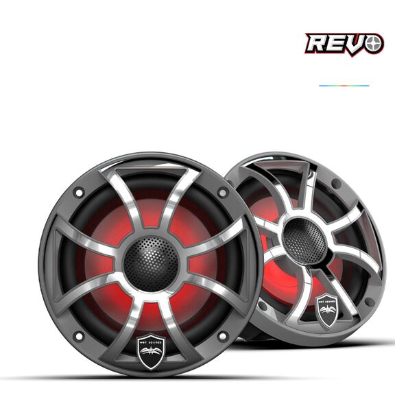 Wet Sounds REVO 6.5 inch High Output Coaxial Speakers w/ XS-Gunmetal Stainless Steel RGB Grilles image number 0