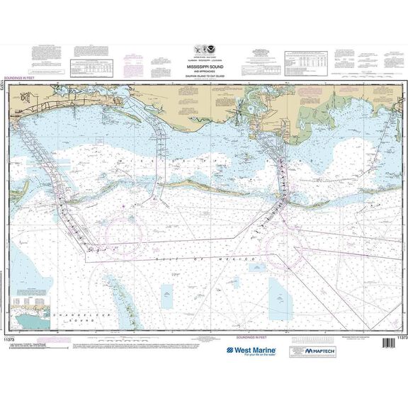 Maptech&reg; NOAA Recreational Waterproof Chart-Mississippi Sound and Approaches Dauphin Island to Cat Island image number 0