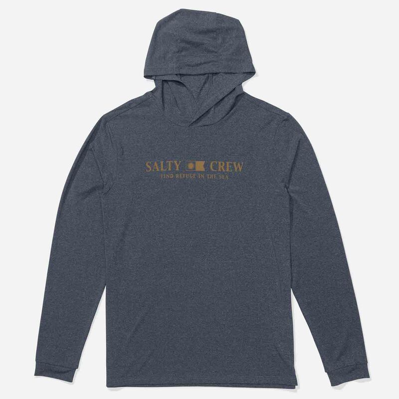 Salty Crew Men's Flagship Hooded Sun Shirt, in Navy Heather, Size 2XL | by West Marine