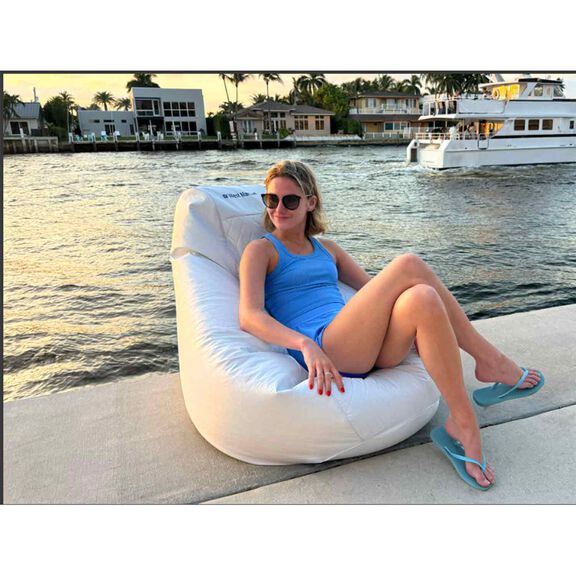 Teardrop Quilted Marine Beanbag Chair, White image number 1