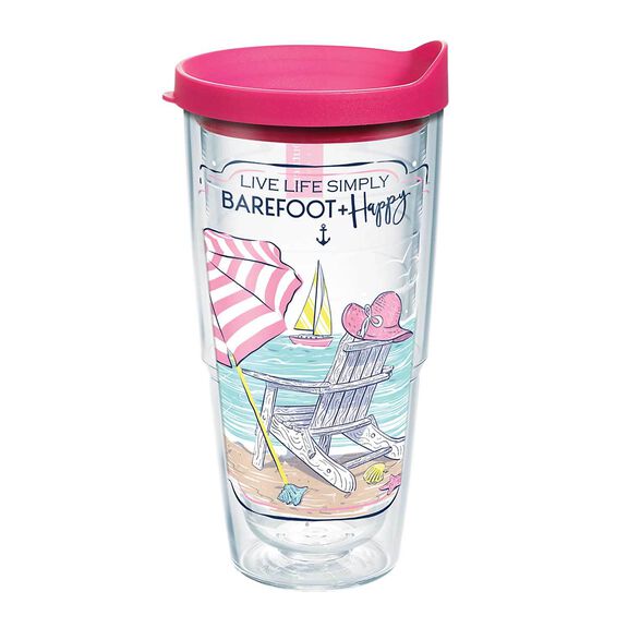 24 oz. Simply Southern&reg; Barefoot and Happy Tumbler with Lid image number 0