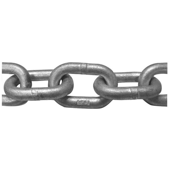 Grade 43 Hot-Dip Galvanized Mooring Chain, Size: 3/8", Inside Link Length: 1.65", MWL: 4,050lb., Weight: 2.88lb./ft., Standard Pack: 200' image number 0