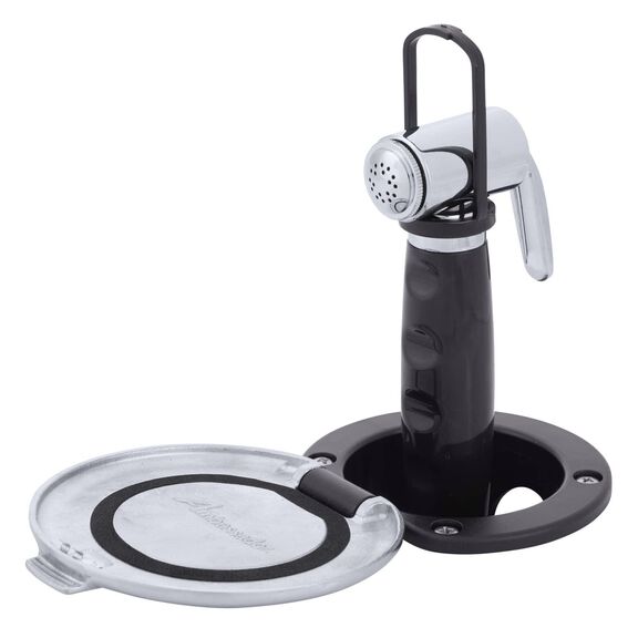 Recessed Shower Black Cup with Stainless Steel Lid w/Gasket, Hammer-Head Black Sprayer, 6' Black Rubber Hose image number 2