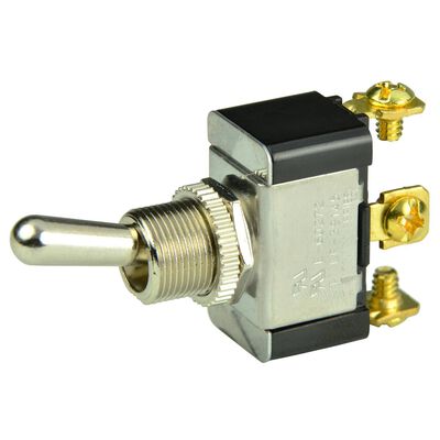 Chrome Plated Toggle Switch, On/Off/(On), SPDT
