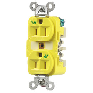 Hubbell Marine Duplex Rcpt, 15A 125V, 5-15R, Yellow