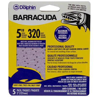 Barracuda 5" Pro Quality Sanding Discs, 320 Grit, 5-Pack