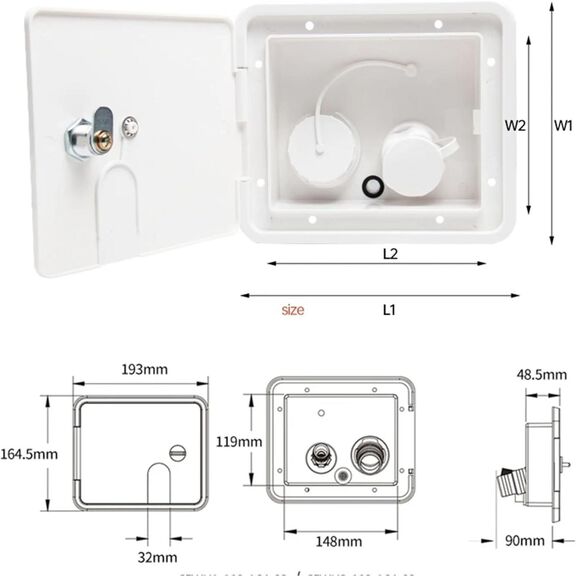 SEAFLO RV Water Inlet Hatch Lockable Gravity & Pressure Fill White ABS image number 1