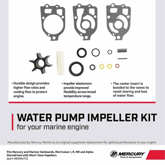 Mercury Water Pump Impeller Repair Kit 89984T5 for Select Mercury and Mariner Outboards and MerCruiser Sterndrives image number 2