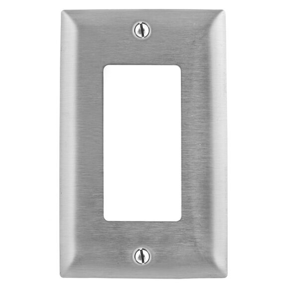 Hubbell Wall Plate, 1-Gang, GFCI, Stainless Steel image number 0